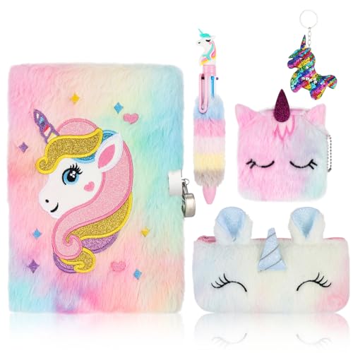 taonganui Einhorn Plüsch Tagebuch Mädchen,Einhorn Tagebuch mit Schloss,Einhorn Geschenke Set mit Einhorn Notizbuch Geldbörse Bleistiftbeutel Stift Schlüsselanhänger für Mädchen Jungen Kinder taonganui Einhorn Plüsch Tagebuch Mädchen,Einhorn Tagebuch mit Schloss,Einhorn Geschenke Set mit Einhorn Notizbuch Geldbörse Bleistiftbeutel Stift Schlüsselanhänger für Mädchen Jungen Kinder von taonganui