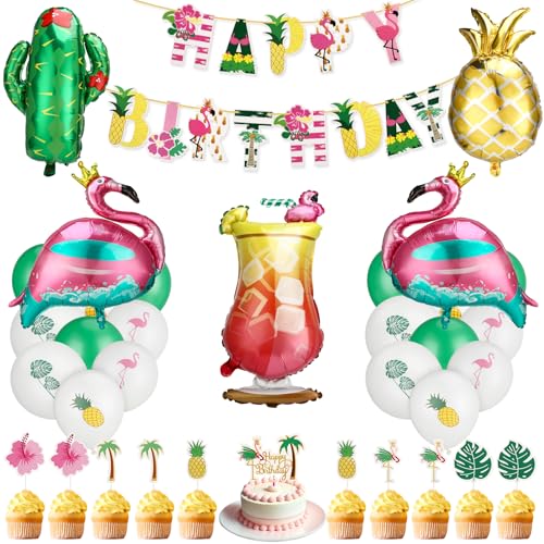 taonganui Hawaii Party Deko, Flamingo Geburtstags Deko, Folienballon Flamingo Frucht, Hawaii Dekoration Set für Geburtstagsfeier, tropische Strandparty im Sommer taonganui Hawaii Party Deko, Flamingo Geburtstags Deko, Folienballon Flamingo Frucht, Hawaii Dekoration Set für Geburtstagsfeier, tropische Strandparty im Sommer von taonganui