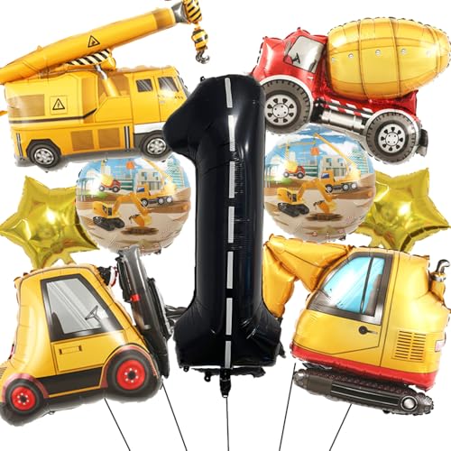 Bagger Luftballon, 1 Jahre Jungen Baustellen Party Kindergeburtstag Deko Bagger Folienballons Birthday Decorations Baustelle Traktor Thema Geburtstagsparty (Gelb 1) von tarumedo