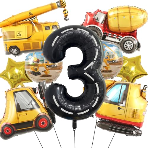 Bagger Luftballon, 1 Jahre Jungen Baustellen Party Kindergeburtstag Deko Bagger Folienballons Birthday Decorations Baustelle Traktor Thema Geburtstagsparty (Gelb 3) von tarumedo