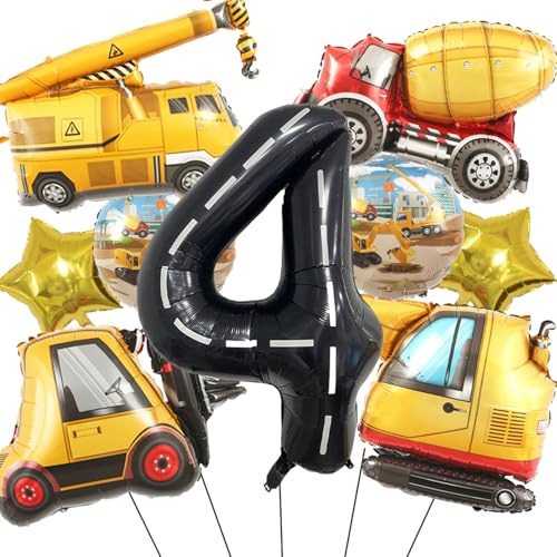 Bagger Luftballon, 1 Jahre Jungen Baustellen Party Kindergeburtstag Deko Bagger Folienballons Birthday Decorations Baustelle Traktor Thema Geburtstagsparty (Gelb 4) von tarumedo