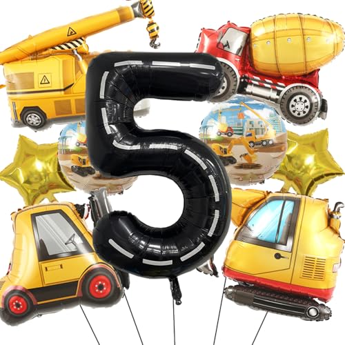 Bagger Luftballon, 1 Jahre Jungen Baustellen Party Kindergeburtstag Deko Bagger Folienballons Birthday Decorations Baustelle Traktor Thema Geburtstagsparty (Gelb 5) von tarumedo