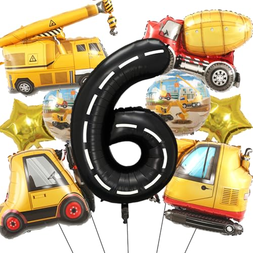 Bagger Luftballon, 1 Jahre Jungen Baustellen Party Kindergeburtstag Deko Bagger Folienballons Birthday Decorations Baustelle Traktor Thema Geburtstagsparty (Gelb 6) von tarumedo