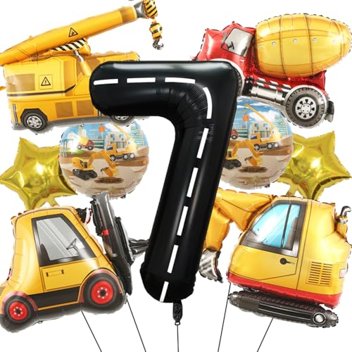 Bagger Luftballon, 1 Jahre Jungen Baustellen Party Kindergeburtstag Deko Bagger Folienballons Birthday Decorations Baustelle Traktor Thema Geburtstagsparty (Gelb 7) von tarumedo