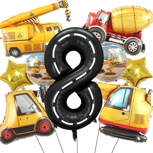Bagger Luftballon, 1 Jahre Jungen Baustellen Party Kindergeburtstag Deko Bagger Folienballons Birthday Decorations Baustelle Traktor Thema Geburtstagsparty (Gelb 8) von tarumedo