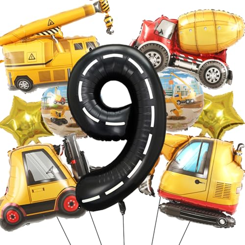 Bagger Luftballon, 1 Jahre Jungen Baustellen Party Kindergeburtstag Deko Bagger Folienballons Birthday Decorations Baustelle Traktor Thema Geburtstagsparty (Gelb 9) von tarumedo