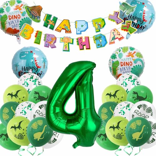 Dino Geburtstag Deko 4, Dinosaurier Geburtstagsdeko 4 Jahre Junge Luftballons Grün Folienballon Zahlenballon 4 mit Happy Birthday Banner für Dinosaurier Party Kindergeburtstag Dschungel Dino Geburtstag Deko 4, Dinosaurier Geburtstagsdeko 4 Jahre Junge Luftballons Grün Folienballon Zahlenballon 4 mit Happy Birthday Banner für Dinosaurier Party Kindergeburtstag Dschungel von tarumedo