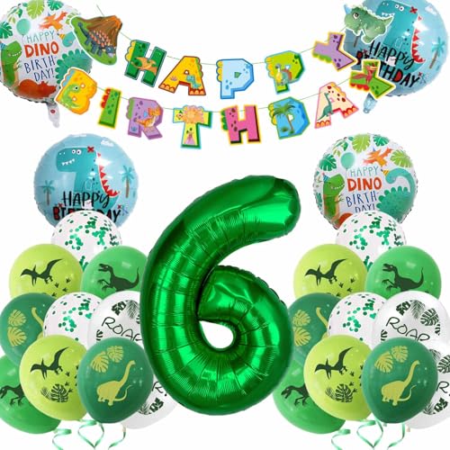 Dino Geburtstag Deko 6, Dinosaurier Geburtstagsdeko 6 Jahre Junge Luftballons Grün Folienballon Zahlenballon 6 mit Happy Birthday Banner für Dinosaurier Party Kindergeburtstag Dschungel Dino Geburtstag Deko 6, Dinosaurier Geburtstagsdeko 6 Jahre Junge Luftballons Grün Folienballon Zahlenballon 6 mit Happy Birthday Banner für Dinosaurier Party Kindergeburtstag Dschungel von tarumedo