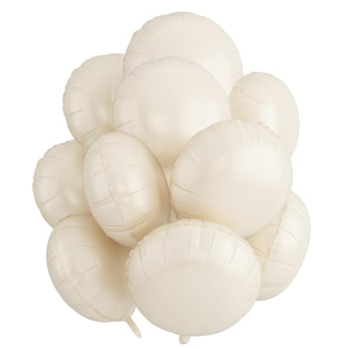 Runde Folienballons Creme, 10 Stück 18 Zoll Beige Rounder Folien Luftballons Rundluftballons Heliumballon Round Ballons für Geburtstag Babyparty Hochzeit Verlobung Dekorationen von tarumedo