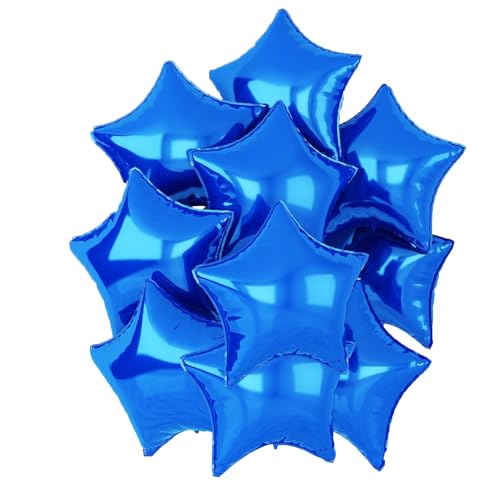 Stern Folienballons Blau, 10 Stück 18 Zoll Blue Stern Folien Luftballons Sternluftballons Heliumballon Star Ballons für Geburtstag Babyparty Hochzeit Verlobung Dekorationen von tarumedo