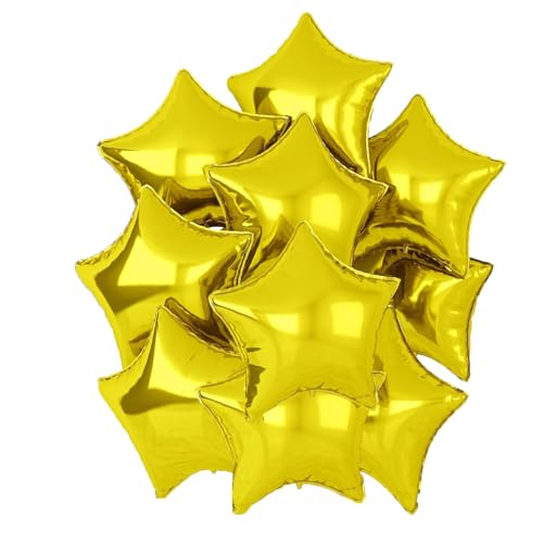 Stern Folienballons Gold, 10 Stück 18 Zoll Golden Stern Folien Luftballons Sternluftballons Heliumballon Star Ballons für Geburtstag Babyparty Hochzeit Verlobung Dekorationen von tarumedo