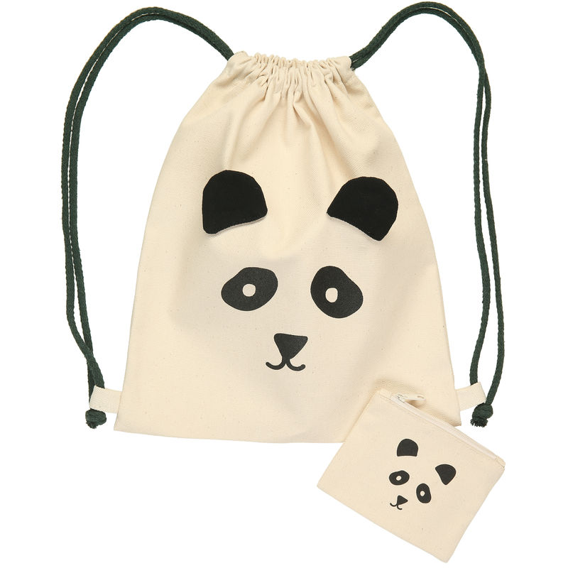 Kinderrucksack PANDA mit Portemonnaie in natur von tausendkind home & go