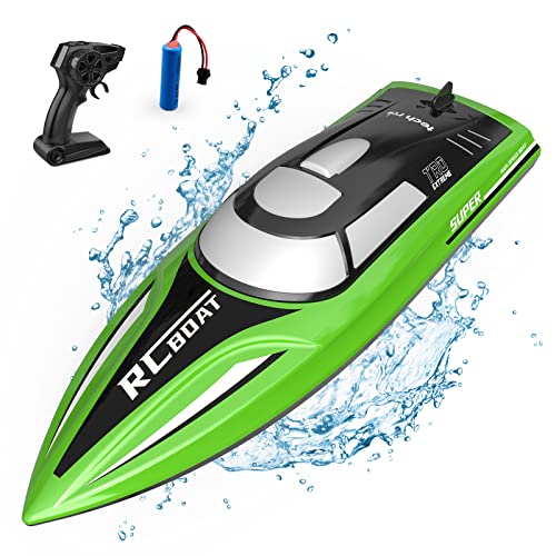 tech rc Ferngesteuertes Boot, RC Boot für Pool und Meer mit 2.4Ghz Fernsteuerung，Nie-Kentern Geschwindigkeit Speedboot 12km/h, Poolspielzeug Boot Ferngsteuert für Kinder ab 8 von tech rc