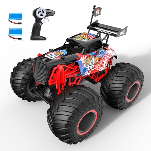 tech rc Monstertruck Ferngesteuertes Auto Off-Road 1:14 Truck 2 Akku 50+ Lange Laufzeit RC Car Buggy Truck Geländewagen 2,4GHz 15KM/H Spielzeug für Jungen und Mädchen Kinder Geschenk - Adler von tech rc