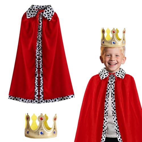 technodry Königskostüm-Set für Kinder, Prinz Umhang und Prinz Krone Set für Rollenspiele, Königin Verkleidung Cosplay technodry Königskostüm-Set für Kinder, Prinz Umhang und Prinz Krone Set für Rollenspiele, Königin Verkleidung Cosplay von technodry