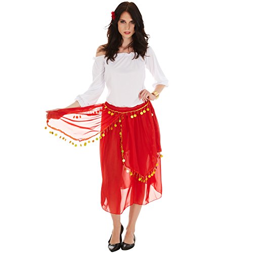 tectake dressforfun Frauenkostüm Gypsy Spanierin Flamenco | Oberteil mit modernem Carmen-Ausschnitt | Wundervoller Rock mit Gummibund | inkl. Blume fürs Haar (M | Nr. 301006) von tectake
