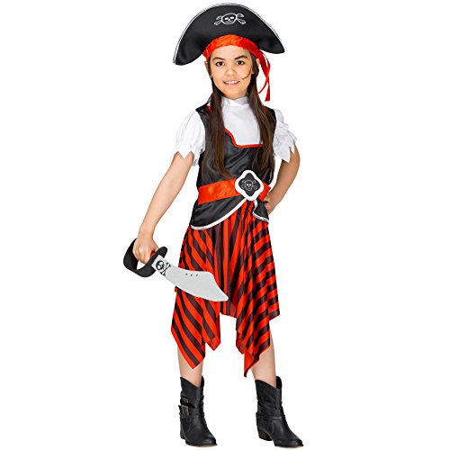 tectake dressforfun Mädchenkostüm Piratin Merle Säbelrost | Wundervolle Mädchenverkleidung | inkl. Piratenhut mit Band (7-8 Jahre | Nr. 300752) von tectake