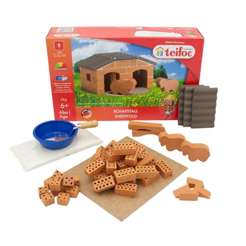 Teifoc 4015 Steinbaukasten - Schafstall, Bauernhof Konstruktionsspielzeug für Kinder ab 6 Jahren von teifoc Germany