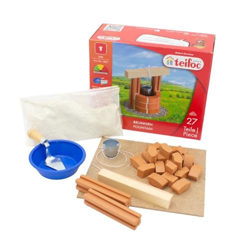 teifoc 1025 Steinbaukasten - Brunnen, Konstruktionsspielzeug für Kinder ab 6 Jahren, Mini Ziegelsteine für Kinder, 28 Bauteile für Mädchen und Jungen, Lernspielzeug aus natürlichen Materialien von teifoc Germany