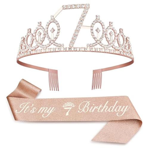 teokyat Geburtstagskrone Mädchen - Geburtstag 7 Jahre Mädchen, 7 Jahr Geburtstagskrone, Prinzessin Krone, Prinzessin Krone Geburtstag Stirnband für Geburtstag von teokyat