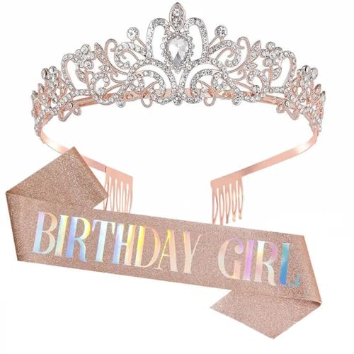 Birthday Girl - Geburtstagskrone Mädchen, Geburtstagskrone Erwachsene, Geburtstag Krone Mädchen, für Geburtstag Geschenk Party Zubehör und Dekorationen (Pink) von teokyat