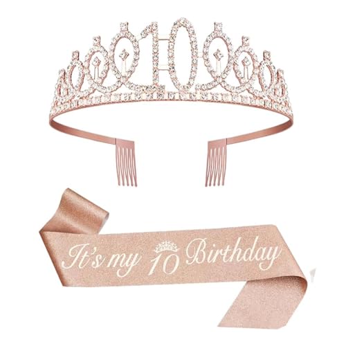 teokyat Geburtstagskrone - 10 Geburtstag Mädchen, Geburtstagsdeko 10 Jahre Mädchen, Krone Geburtstag und Schärpe Geburtstag für Birthday Girl Party Dekorationen Geschenke teokyat Geburtstagskrone - 10 Geburtstag Mädchen, Geburtstagsdeko 10 Jahre Mädchen, Krone Geburtstag und Schärpe Geburtstag für Birthday Girl Party Dekorationen Geschenke von teokyat