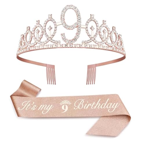 teokyat Geburtstagskrone - Geburtstag 9 Jahre Mädchen, Geburtstagsdeko Mädchen 9 Jahre, Krone Geburtstag und Schärpe Geburtstag für Birthday Girl Party Dekorationen Geschenke teokyat Geburtstagskrone - Geburtstag 9 Jahre Mädchen, Geburtstagsdeko Mädchen 9 Jahre, Krone Geburtstag und Schärpe Geburtstag für Birthday Girl Party Dekorationen Geschenke von teokyat