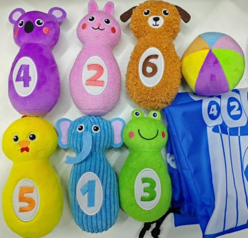 teytoy Baby Bowling Set für Kinder 1-3, Tiere Form Kegelspiel für Kinder Indoor mit 6 Pins und Aufbewahrungstasche Ostern Weihnachten Geburtstagsgeschenk für Jungen Mädchen von teytoy