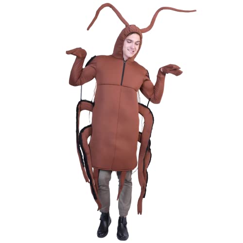 thematys® Kakerlaken-Kostüm – Lustiger Käfer-Onesie, Einheitsgröße 160-185cm, Ideal für Karneval, Fasching, Halloween & Mottopartys von thematys