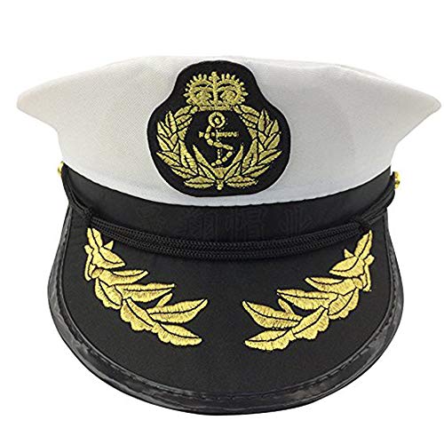 thematys Authentische Kapitäns Mütze – Perfekt für Marine Kostüme, Unisex für Herren & Damen, Ideal für Fasching & Karneval (Style001) von thematys