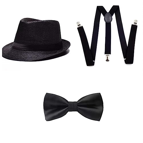 thematys Mafia Gangster Kostüm Set - Al Capone Stil Panamahut & Zylinder, Perfekt für 1920er Mottopartys, Karneval (Style004) von thematys