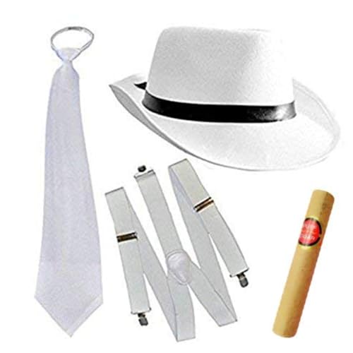 thematys Mafia Gangster Kostüm Set - Al Capone Stil Panamahut & Zylinder, Perfekt für 1920er Mottopartys, Karneval (Style001) von thematys