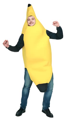 thematys Lustiges Bananen Kostüm – Spaßiger Onesie für Karneval, Fasching & Mottopartys, Einheitsgröße 160-185cm von thematys