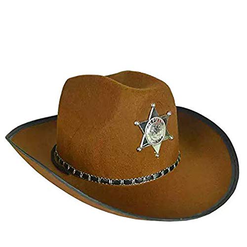 thematys® Kinder Westernhut in Braun - Ranger Sheriff Cowboyhut für Kostüm, Ideal für Karneval, Halloween & Cosplay von thematys