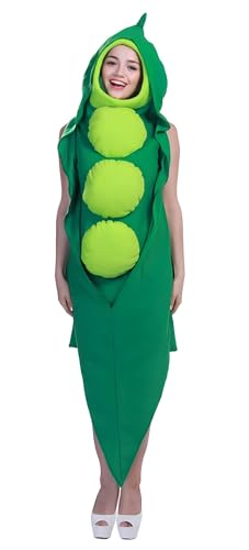 thematys® Erbsen-Kostüm – Lustiges Food Onesie für Erwachsene, Einheitsgröße 160-185cm, Ideal für Karneval, Fasching & Mottopartys von thematys