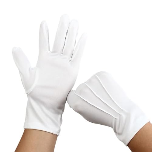 thematys Weiße Juwelier Polyester Handschuhe - Vielseitige Unisex-Handschuhe für Weihnachtsmann Kostüm, Cosplay, Karneval, Geeignet für Damen und Herren, Perfekt für Präzisionsarbeit und Darstellungen von thematys