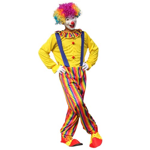 thematys Komplettes Clown Kostüm-Set – Inkl. Perrücke, Fliege, Nase & Handschuhe, Ideal für Fasching & Halloween (Style002) von thematys
