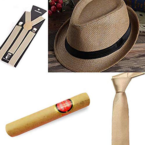 thematys Mafia Gangster Kostüm Set - Al Capone Stil Panamahut & Zylinder, Perfekt für 1920er Mottopartys, Karneval (Style002) von thematys