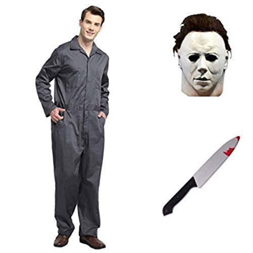 thematys Michael Myers | Horror-Film Kostüm-Set inkl. Maske & Messer | Fasching | Karneval | Halloween | Cosplay | Party | Grueslig | Scary Film | Vollkopf | Killer | Mörder (L) von thematys