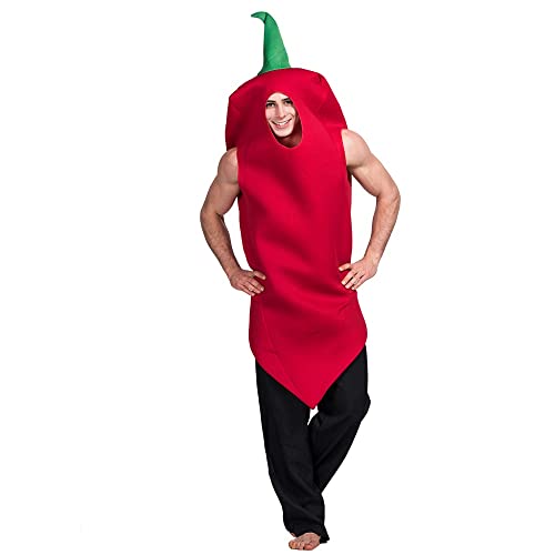 thematys Lustiges Peperoni Kostüm – Rote Paprika Onesie, Einheitsgröße 160-185cm, Ideal für Karneval & Partys von thematys