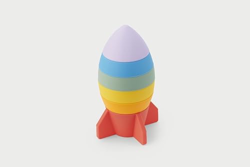tickit Silisoft Rocket Stacker – 6 Stackable Silicone Rocket Sections for Baby’s Fine Motor Skills, Sensory Exploration & Creative Play, Rainbow von tickit