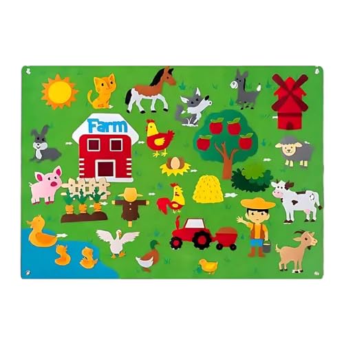 tieedhfu Bauernhoftier Filztafel Set – ansprechendes Lernspielzeug für interaktives Lernen und Spaß. Filztafel für Kinder. Top, Sortierte Farbe 3 von tieedhfu