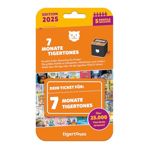 Tigermedia tigertones-Ticket NEU 7 Monate Streaming tigerbox Touch 25.000 Hörspiele Hörbuch Kindermusik mit 5 individuellen Profilen Geschenkidee Tigermedia tigertones-Ticket NEU 7 Monate Streaming tigerbox Touch 25.000 Hörspiele Hörbuch Kindermusik mit 5 individuellen Profilen Geschenkidee von tigermedia