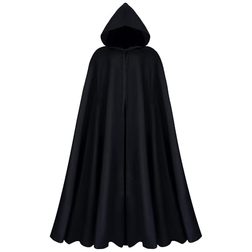Renaissance-Umhang mit Kapuze, Umhang, Mittelalterlicher Kapuzenumhang für Männer und Frauen, Halloween, Hexe, Elfenkostüm, Cosplay, Schwarz, Einheitsgröße Renaissance-Umhang mit Kapuze, Umhang, Mittelalterlicher Kapuzenumhang für Männer und Frauen, Halloween, Hexe, Elfenkostüm, Cosplay, Schwarz, Einheitsgröße von tiggell