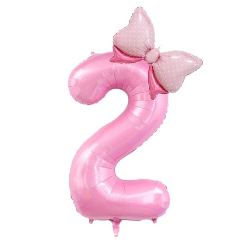 tinysiry 40-Zoll-Rosa-Luftballons, große Anzahl Geburtstagsballons mit aufblasbarem Strohhalm, rosa Aluminiumfolie, Schleife-Form, Ballon-Geburtstagsdekorationen für Geburtstag, Jahrestag, Party-De von tinysiry