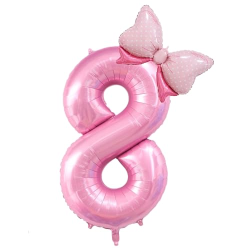 tinysiry 40-Zoll-Rosa-Luftballons, große Anzahl Geburtstagsballons mit aufblasbarem Strohhalm, rosa Aluminiumfolie, Schleife-Form, Ballon-Geburtstagsdekorationen für Geburtstag, Jahrestag, Party-De von tinysiry