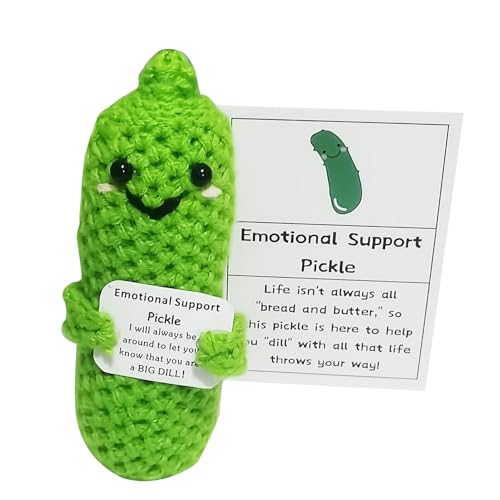 tinysiry Handgefertigtes Gurken-Geschenk zur emotionalen Unterstützung, gehäkeltes eingelegtes Gurken-Spielzeug, Häkeln, Positive Gemüsepuppe, Stressabbau, lustiges Gurken-Spielzeug für Frauen, von tinysiry