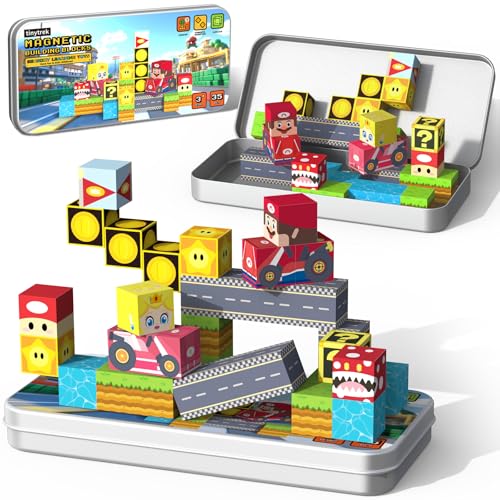 Mini Magnetic Blocks Travel Toys for Kids Ages 3-8, 35 PCS Pocket Magnetic Cubes STEM Learning Set with Iron Box, Outdoor Portable Toddler Educational Magnet Toys for Boys Girls Ages 3 4 5 6 7 8 von tinytrek