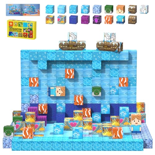 tinytrek Magnetische Bausteine - 120 Stück Ozean Abenteuer Bauspielzeug Set, Magnetbausteine für Jungen und Mädchen ab 3-8 Jahren, Montessori Kreative Spielzeug als Geschenk für Kinder ab 3+ Jahren tinytrek Magnetische Bausteine - 120 Stück Ozean Abenteuer Bauspielzeug Set, Magnetbausteine für Jungen und Mädchen ab 3-8 Jahren, Montessori Kreative Spielzeug als Geschenk für Kinder ab 3+ Jahren von tinytrek