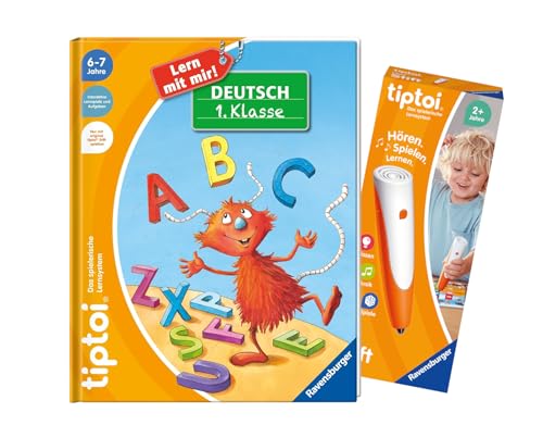 Ravensburger tiptoi Set: Deutsch 1. Klasse (Mein Lern-Spiel-Abenteuer) + 00110 tiptoi Der Stift, Lernspielzeug für Kinder von tiptoi
